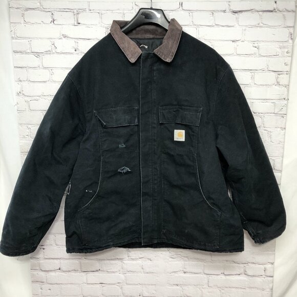 Carhartt Black Duck Canvas Insulated Quilt Lined Chore Workwear Coat 3X (read) - Picture 1 of 16